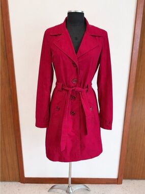 Vintage Smart Set Classic Red Cotton Blend Spring Trench Coat